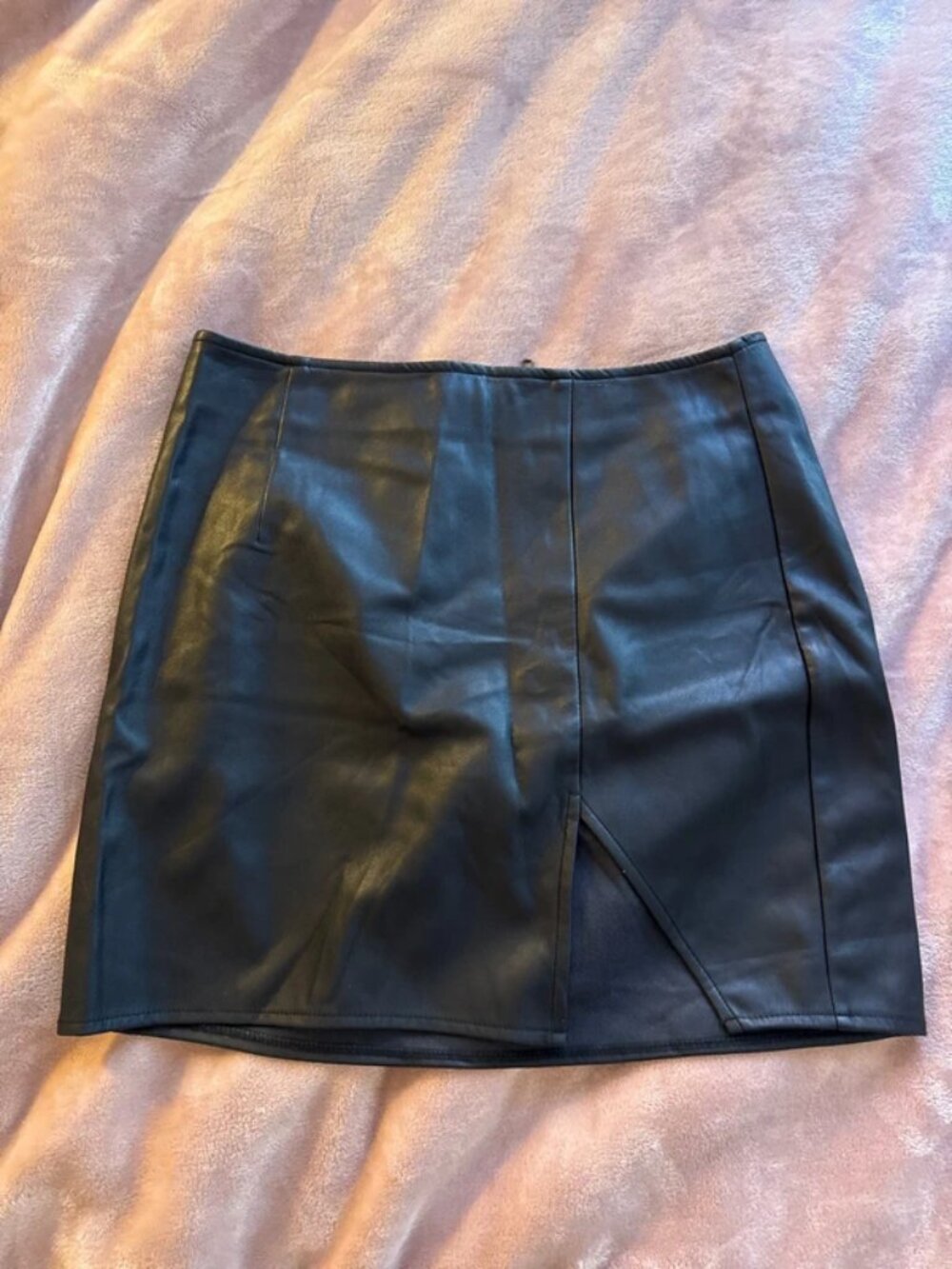 Garage Black Faux Leather Mini Skirt